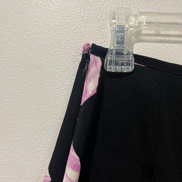 The Limited Floral Skirt Size 2 Y2K Black Pink Flower Print Pencil Ruffle Hem - Picture 3 of 7